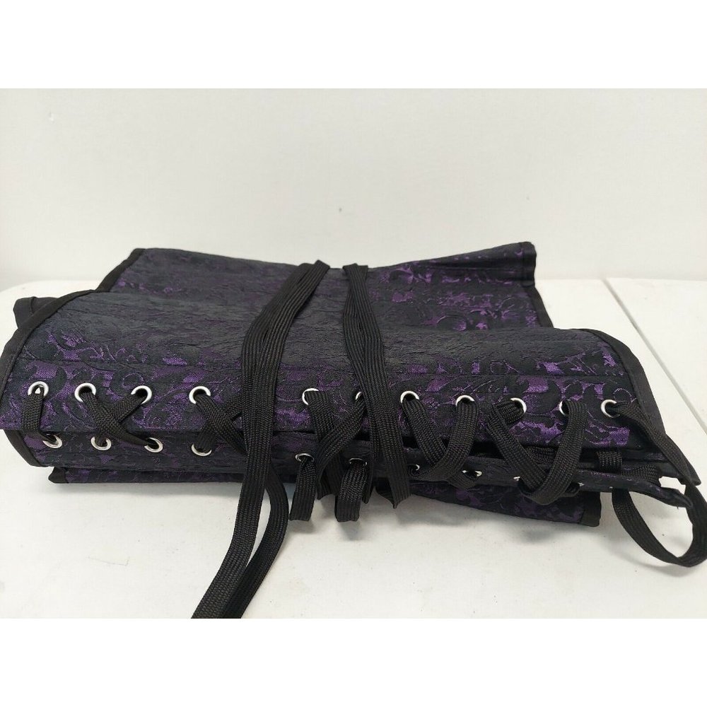 Corset Story Purple Brocade Satin Overbust, Spiral Steel Boned Corset, Waist 36" - Picture 6 of 12